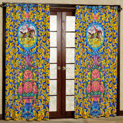 Rideau en velours imprimé avec œillets – Floral Siavash