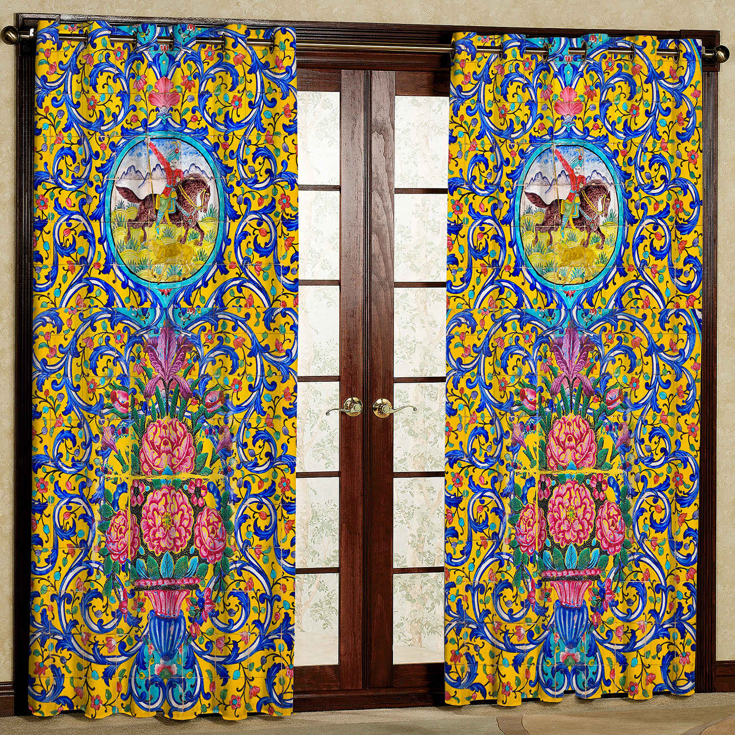 Rideau en velours imprimé avec œillets – Floral Siavash