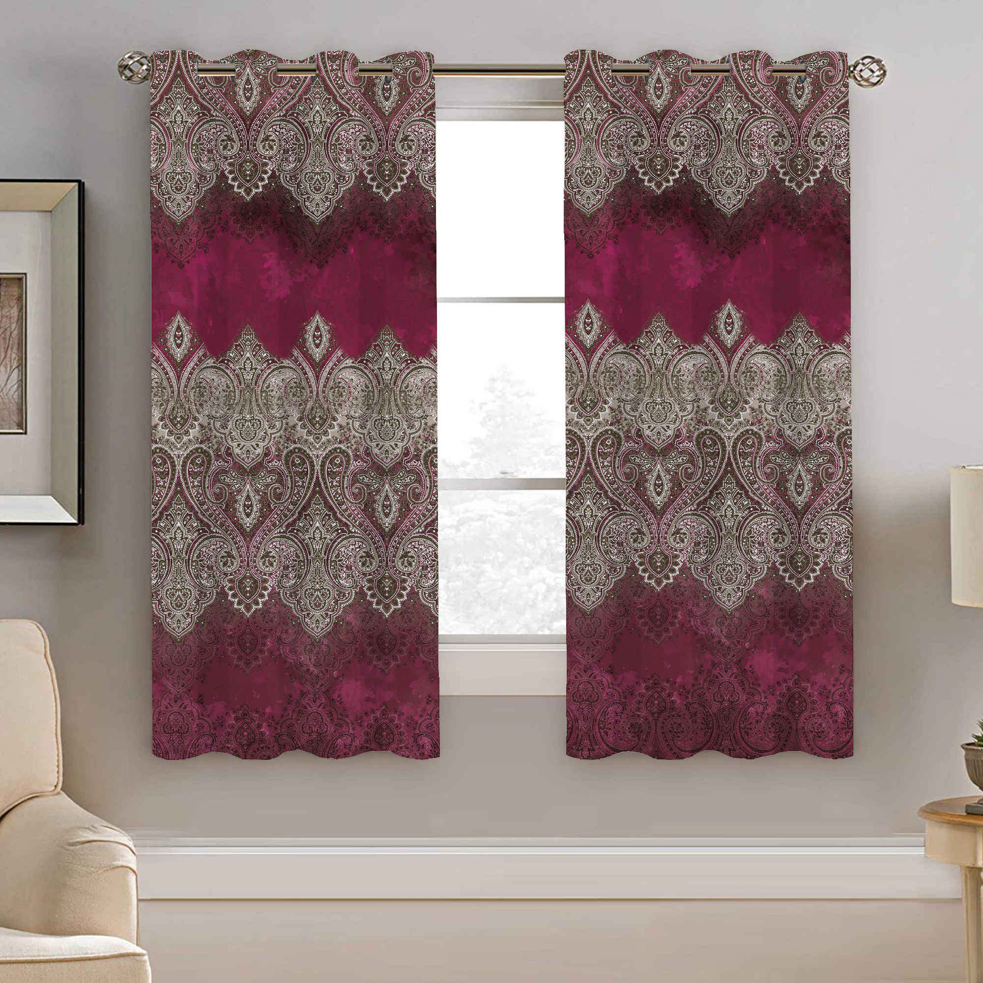 Rideau Œillets en Velours Imprimé – Floral Traditionnel
