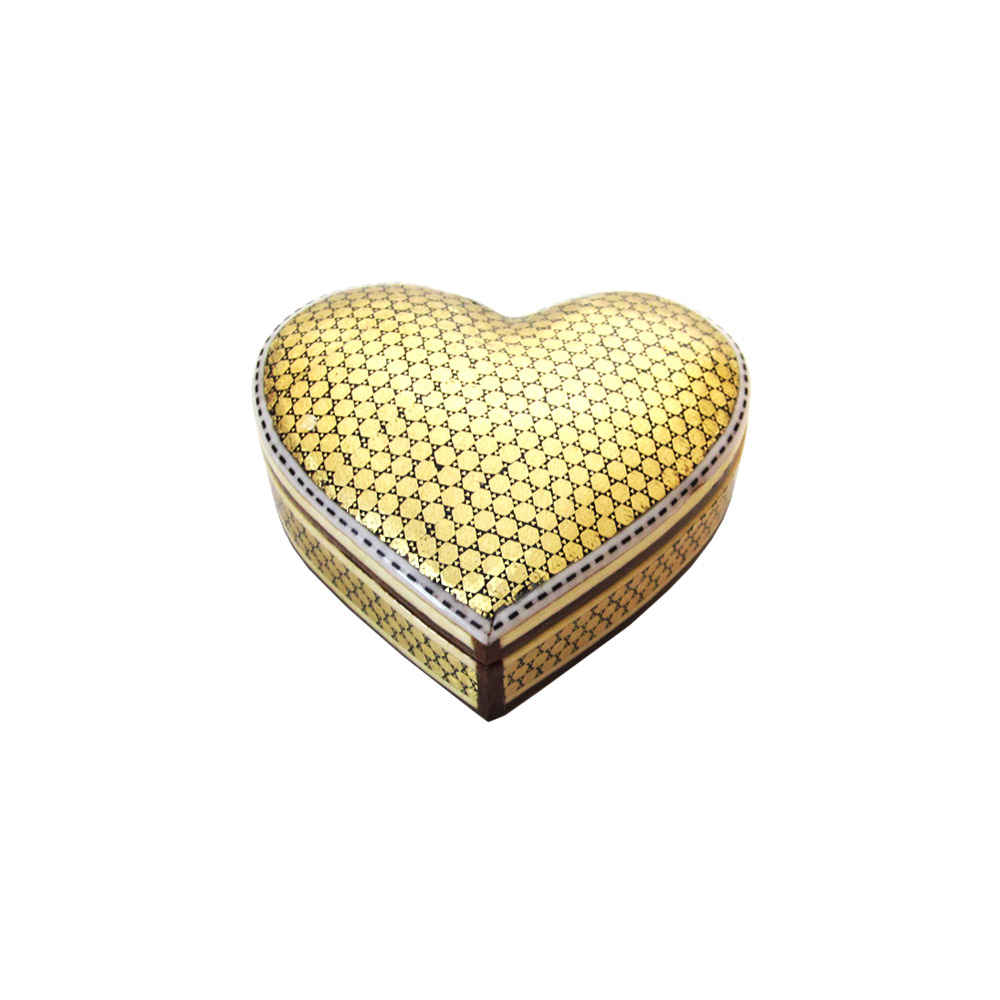 Boîte à bijoux en bois artisanale avec style cœur persan Khatam