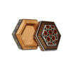 Boîte à bijoux en bois artisanale avec design floral persan Khatam