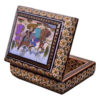 Boîte à bijoux en bois artisanale avec motif de personnes persan Khatam