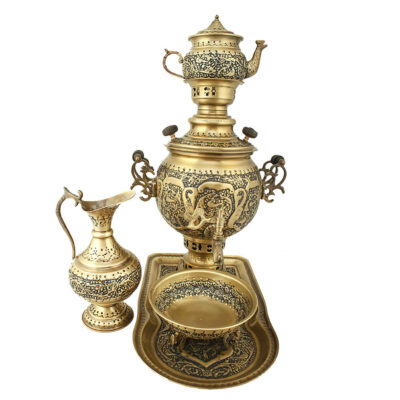 Samovar en laiton persan décoratif pour thé à charbon, fait main