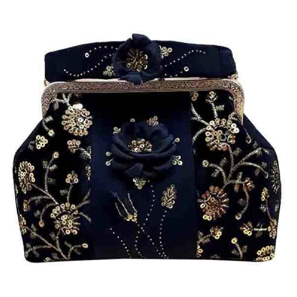Pochette en velours brodée avec motif floral - Ella