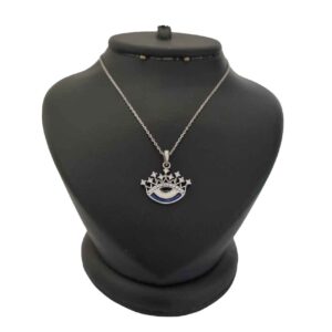 Collier en Argent Thème Œil Protecteur Couronne