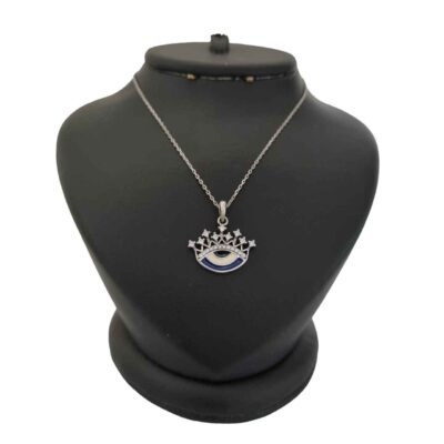 Collier en Argent Thème Œil Protecteur Couronne