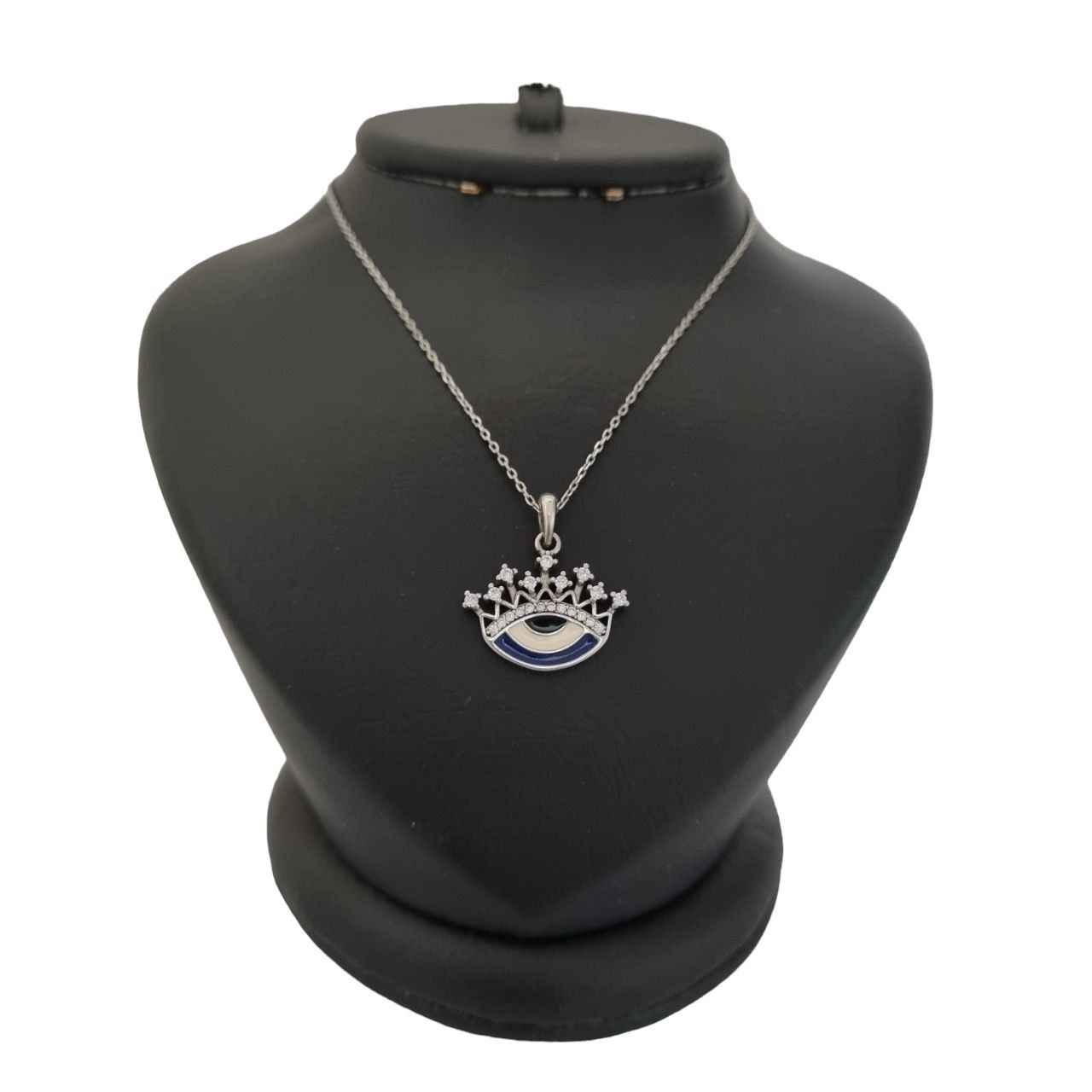 Collier en Argent Thème Œil Protecteur Couronne
