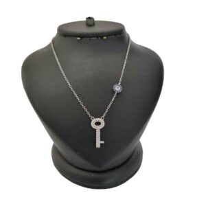 Collier en Argent Thème Œil Protecteur Clé