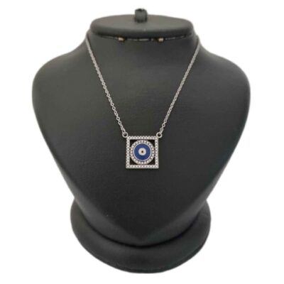 Collier en Argent Thème Œil Protecteur Carré