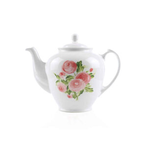 Théière de service en porcelaine blanche avec design floral Elena