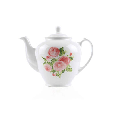 Théière de service en porcelaine blanche avec design floral Elena