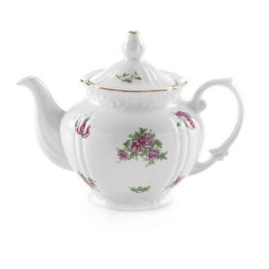 Théière de service en porcelaine blanche avec motif floral Razieh