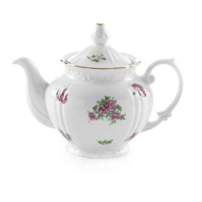 Théière de service en porcelaine blanche avec motif floral Razieh