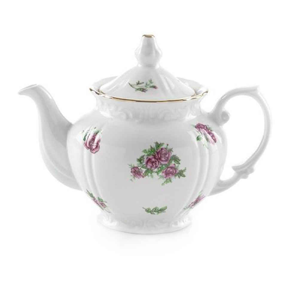Théière de service en porcelaine blanche avec motif floral Razieh