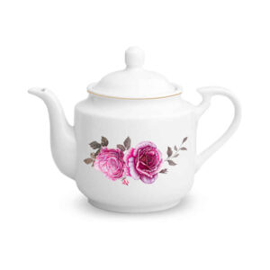Théière de service en porcelaine blanche avec motif floral Roseflower