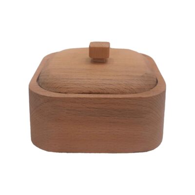 Bol à sucre en bois fait main avec couvercle – Style rustique Liana