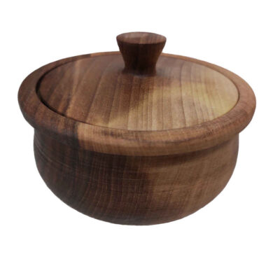Bol à sucre en bois fait main avec couvercle – Style rustique Elahe