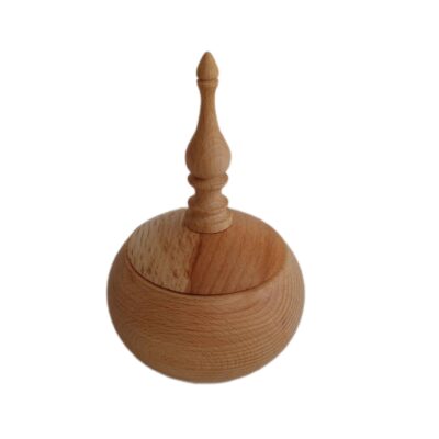 Bol à sucre en bois fait main avec couvercle – Style rustique Khomrei