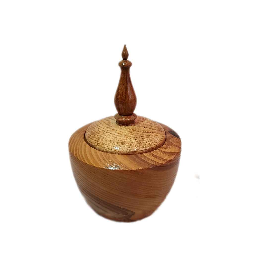 Bol à sucre en bois fait main avec couvercle - Style rustique Raha