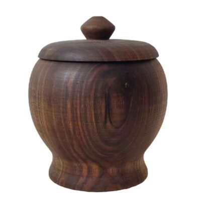 Bol à sucre en bois fait main avec couvercle – Style rustique Saye