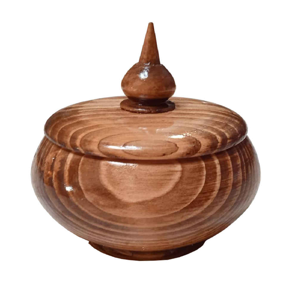 Bol à sucre en bois fait main avec couvercle - Style rustique Negin