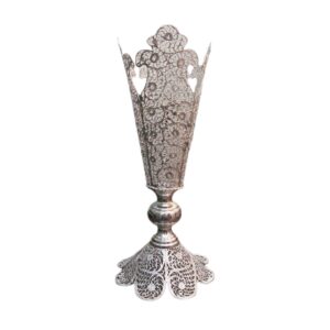 Vase décoratif en filigrane persan recouvert d’argent modèle Trumpet Jalil