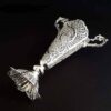 Vase décoratif en filigrane persan recouvert d'argent modèle Trumpet Jami