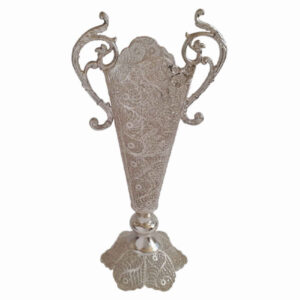 Vase décoratif en filigrane persan recouvert d’argent modèle Trumpet Jami