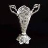 Vase décoratif en filigrane persan recouvert d'argent modèle Trumpet Jami