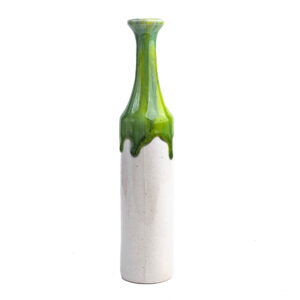 Vase à tige unique en poterie – Fait main, cadeau esthétique avec design à glaçure dégoulinante.