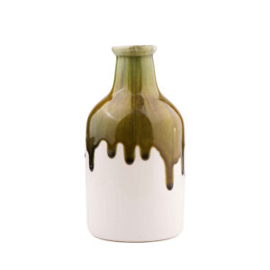 Vase en poterie décoratif fait main avec design à glaçage dégoulinant Ahoora