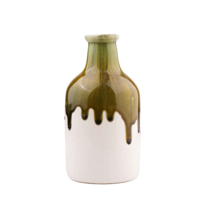 Vase en poterie décoratif fait main avec design à glaçage dégoulinant Ahoora