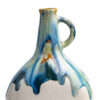 Vase à bourgeons en poterie fait main, design à glaçure dégoulinante avec anse, idéal pour le salon.
