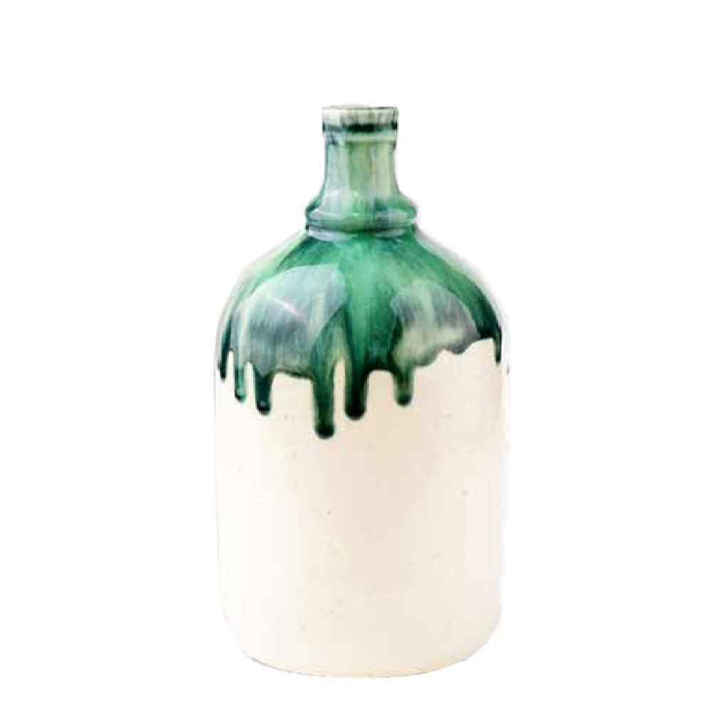 Vase en poterie décoratif fait main avec design à glaçage dégoulinant Sanaei