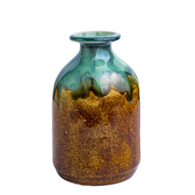 Vase à bourgeons en poterie élégant fait main, design à glaçure dégoulinante, pour déco.
