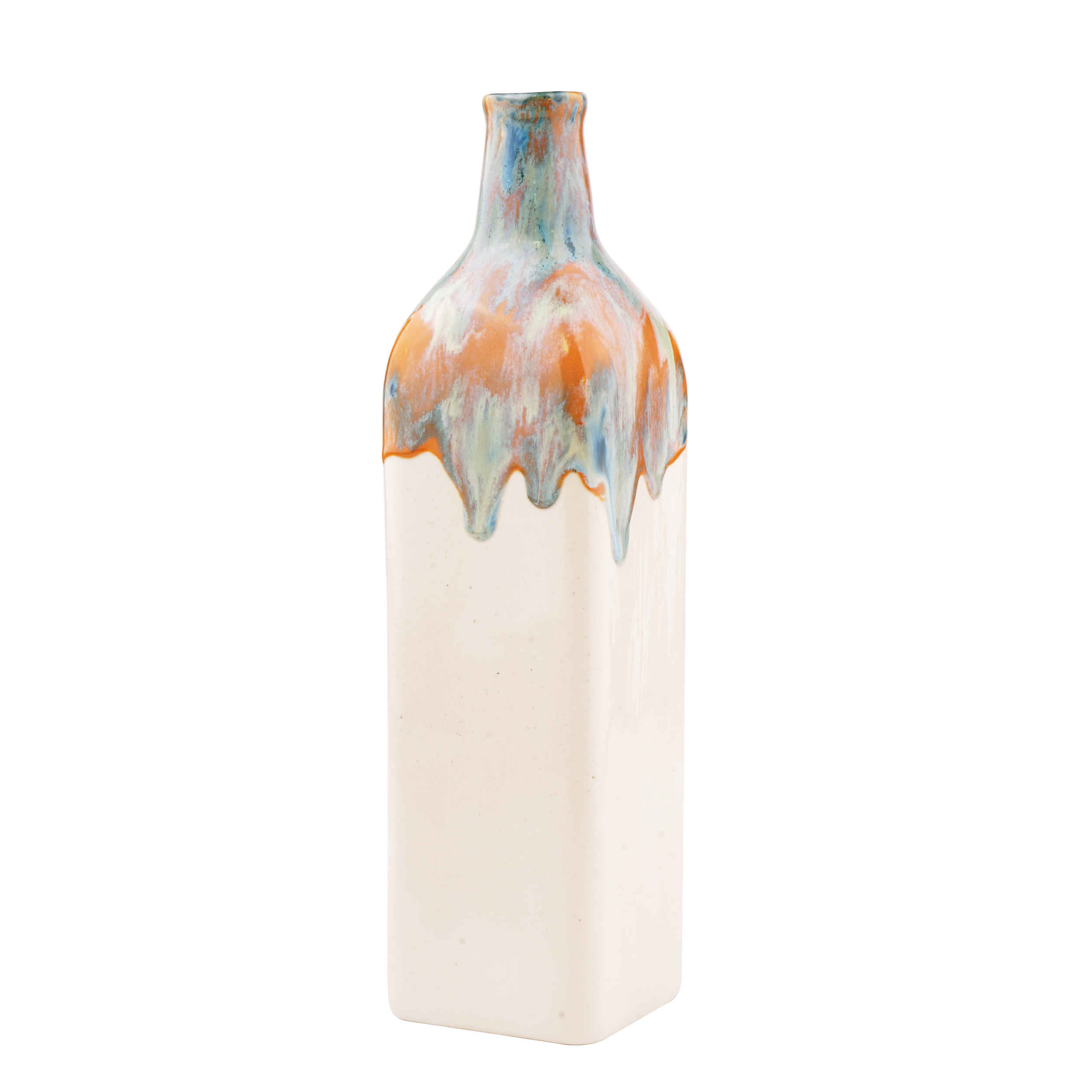 Vase miniature pour tige unique – Fait main, adapté à la décoration, design à glaçure dégoulinante.