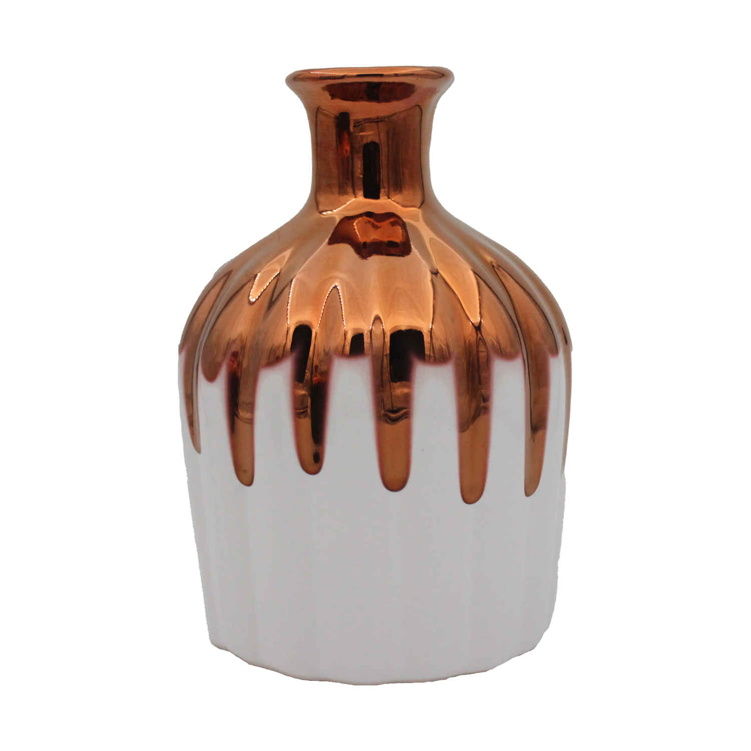 Vase en poterie décoratif fait main avec design à glaçage dégoulinant Yahya