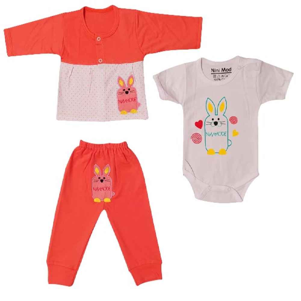 Ensemble de chemises à manches longues motif lapin modèle Girl (3 pièces)