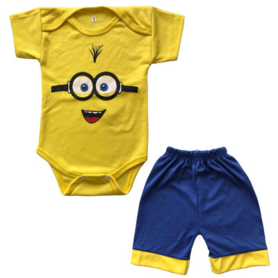Ensemble body à manches courtes et short pour nouveau-né modèle Minions