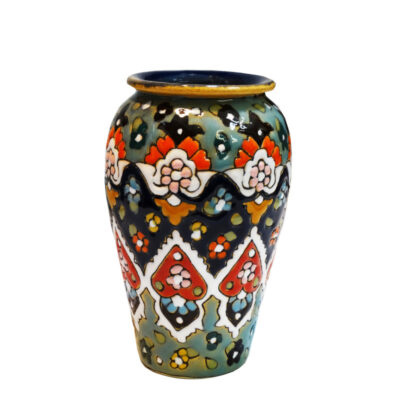 Porte-stylo en poterie persane fait main pour bureau – Émaillage Minakari, Fleurs