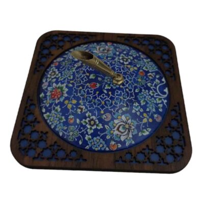 Porte-stylo en cuivre persan pour bureau – Émaillage Minakari avec des fleurs