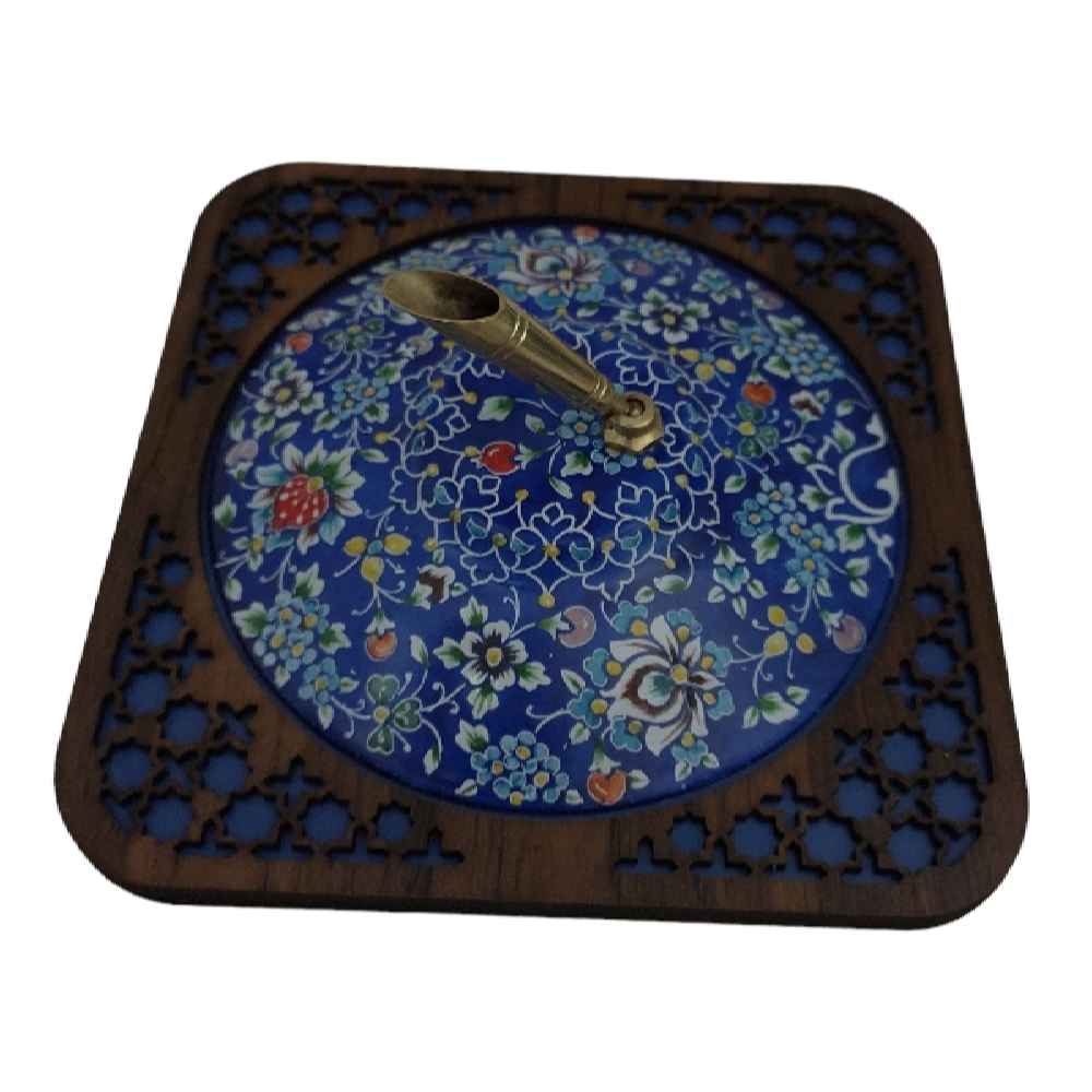 Porte-stylo en cuivre persan pour bureau - Émaillage Minakari avec des fleurs
