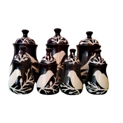 Pot de stockage en porcelaine – Rangement élégant pour café, thé, et plus, Oiseau (7x)