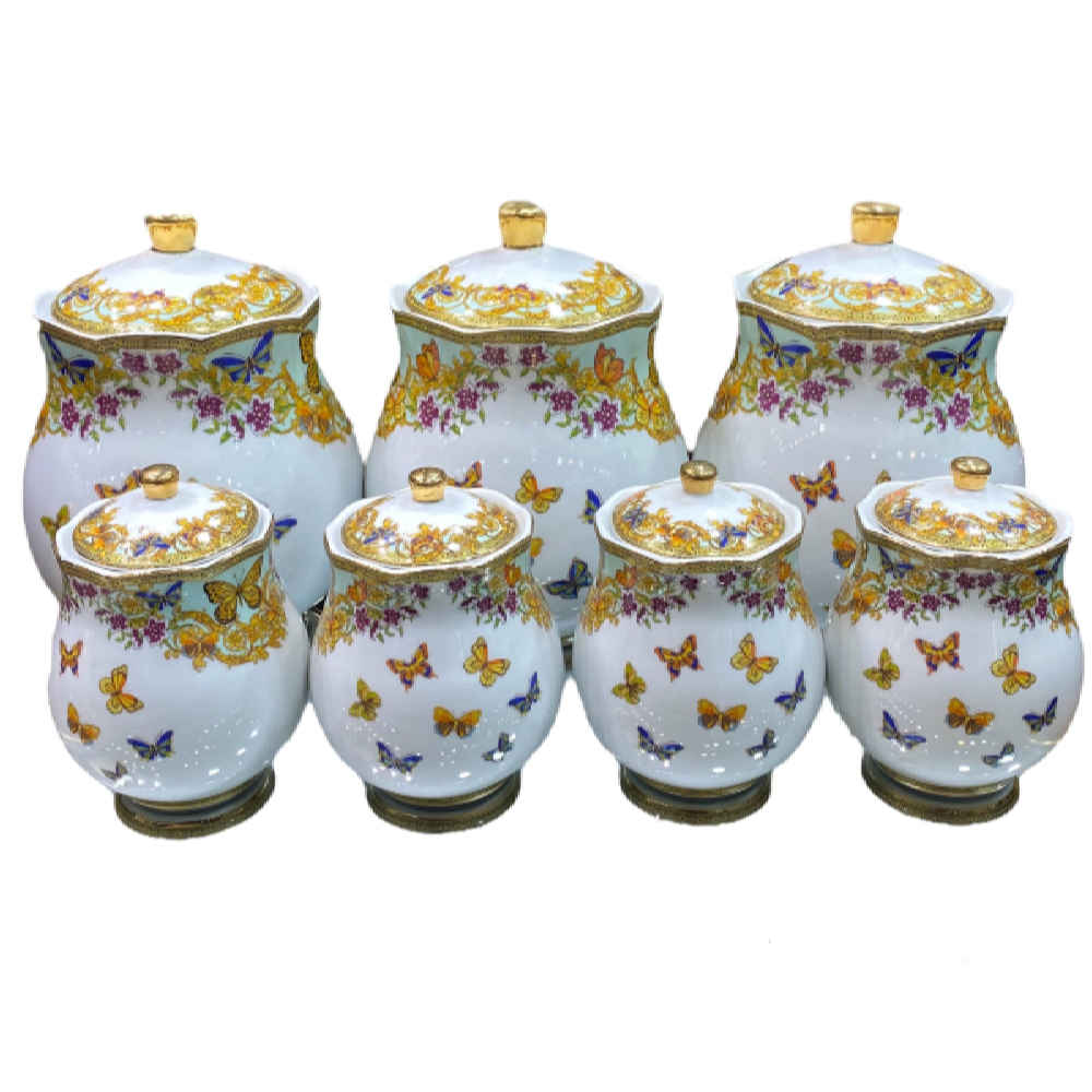 Pot de stockage en porcelaine - Rangement élégant pour café, thé, et plus (7x)