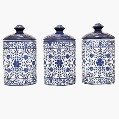 Bocal en porcelaine pour la cuisine Modèle Papillon, Ensemble de 3