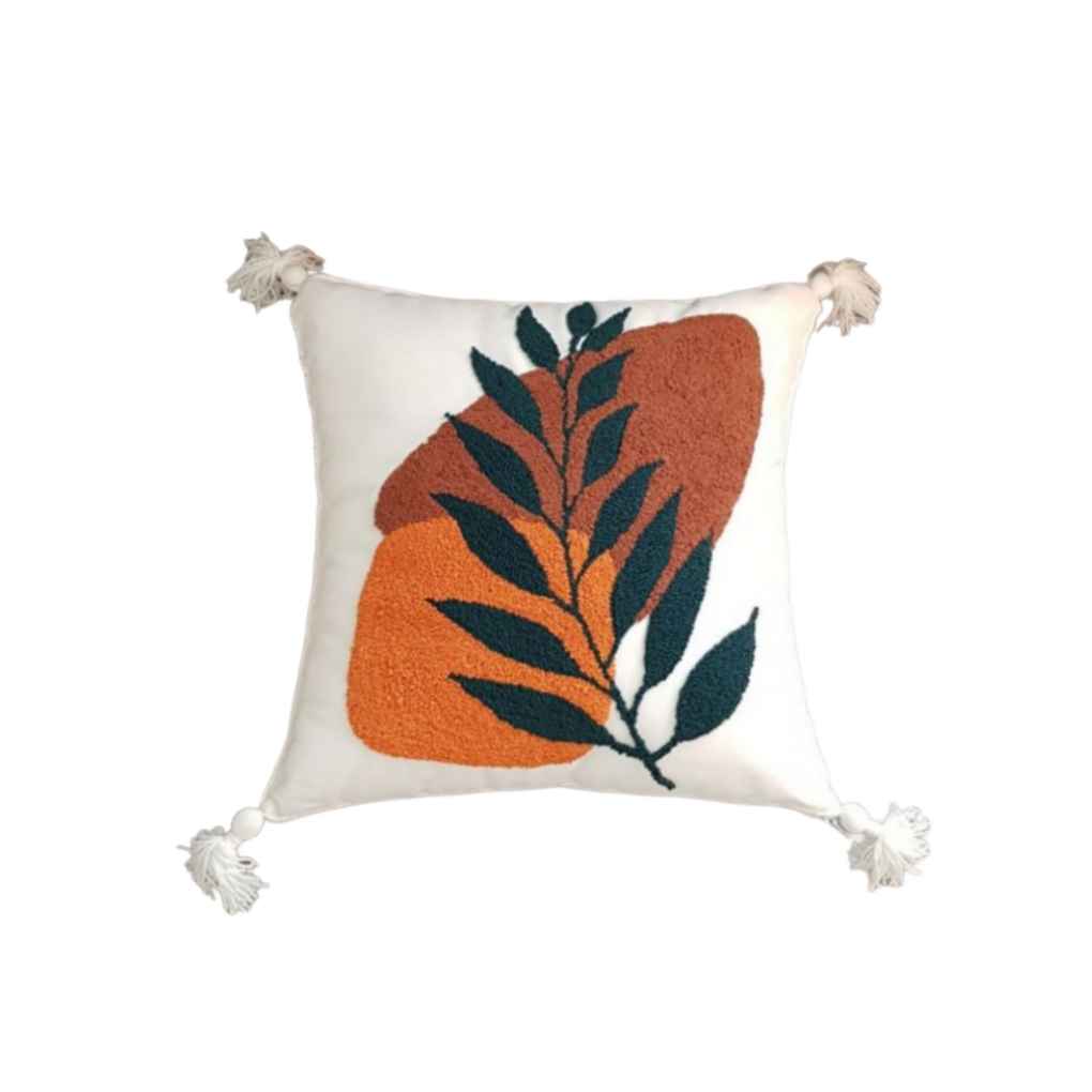 Housse de Coussin Punch Needle - Design Abstrait Brodé