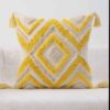 Housse de Coussin Punch Needle - Design Motif Géométrique Hamon Brodé