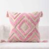 Housse de Coussin Punch Needle - Design Motif Géométrique Hamon Brodé