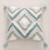 Housse de Coussin Punch Needle - Design Motif Géométrique Hamon Brodé