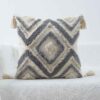 Housse de Coussin Punch Needle - Design Motif Géométrique Hamon Brodé